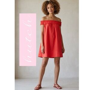 Hutch Off‎ The Shoulder Mini Dress Wool Silk Blend Pockets Made in Portugal OS